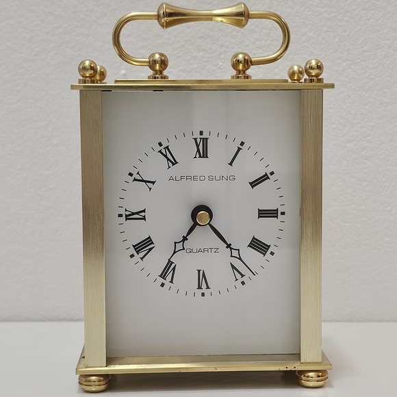 Alfred Sung Gold Table Clock with Handle - Picture 15 of 16